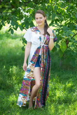 White Beach Days Style Caftan in Cheerful Paisleys