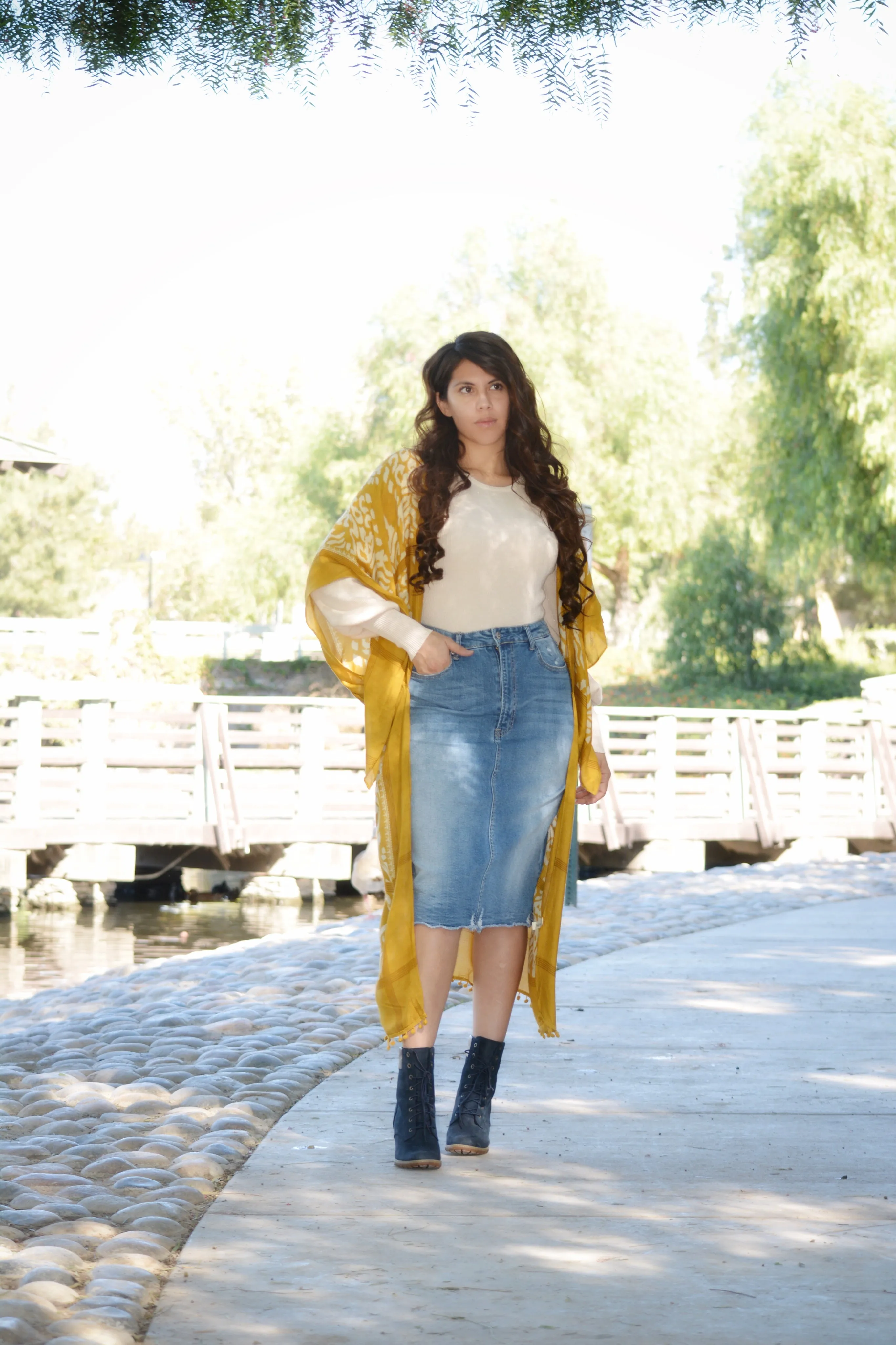 Willow Mustard Kimono