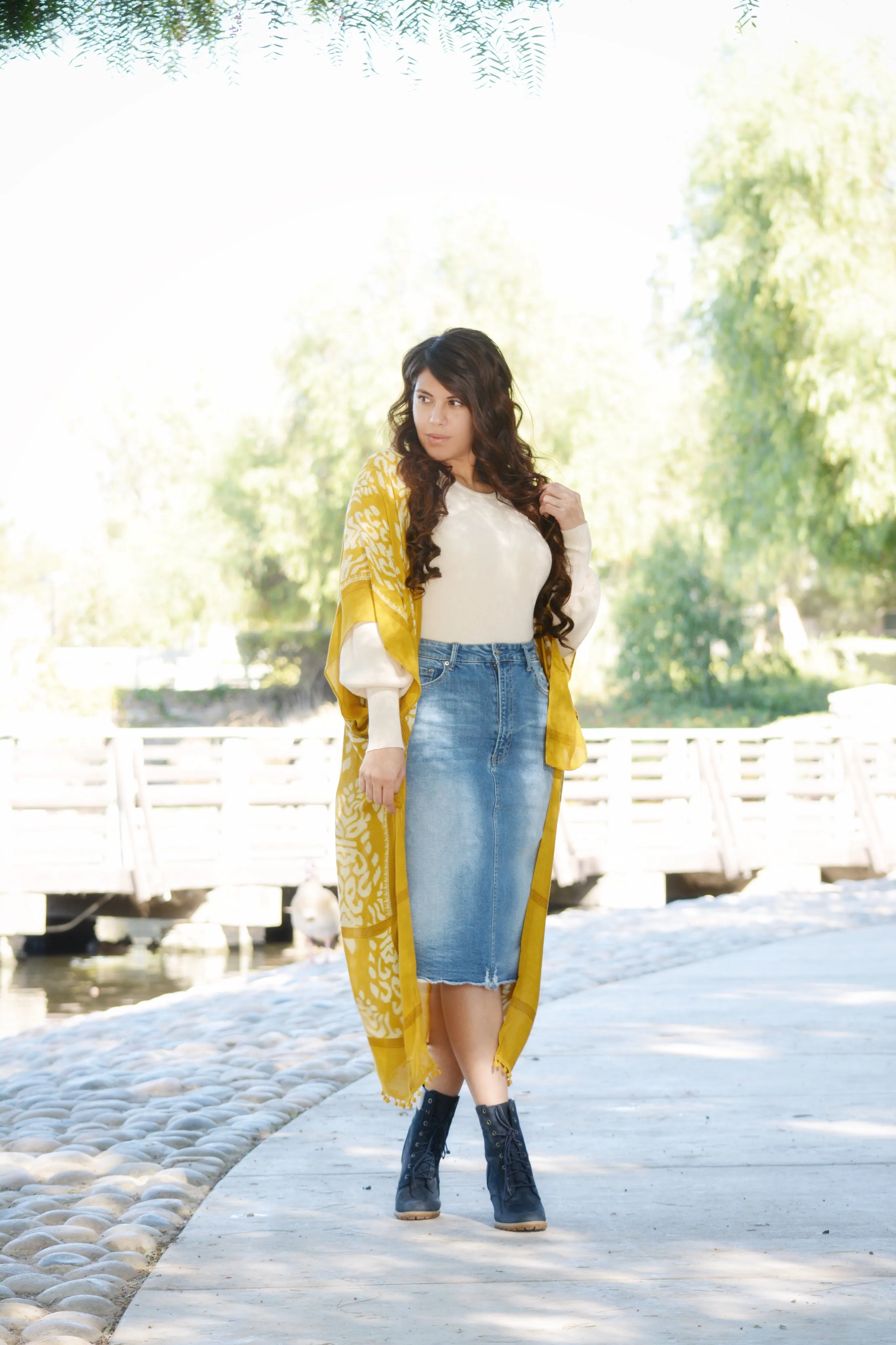 Willow Mustard Kimono