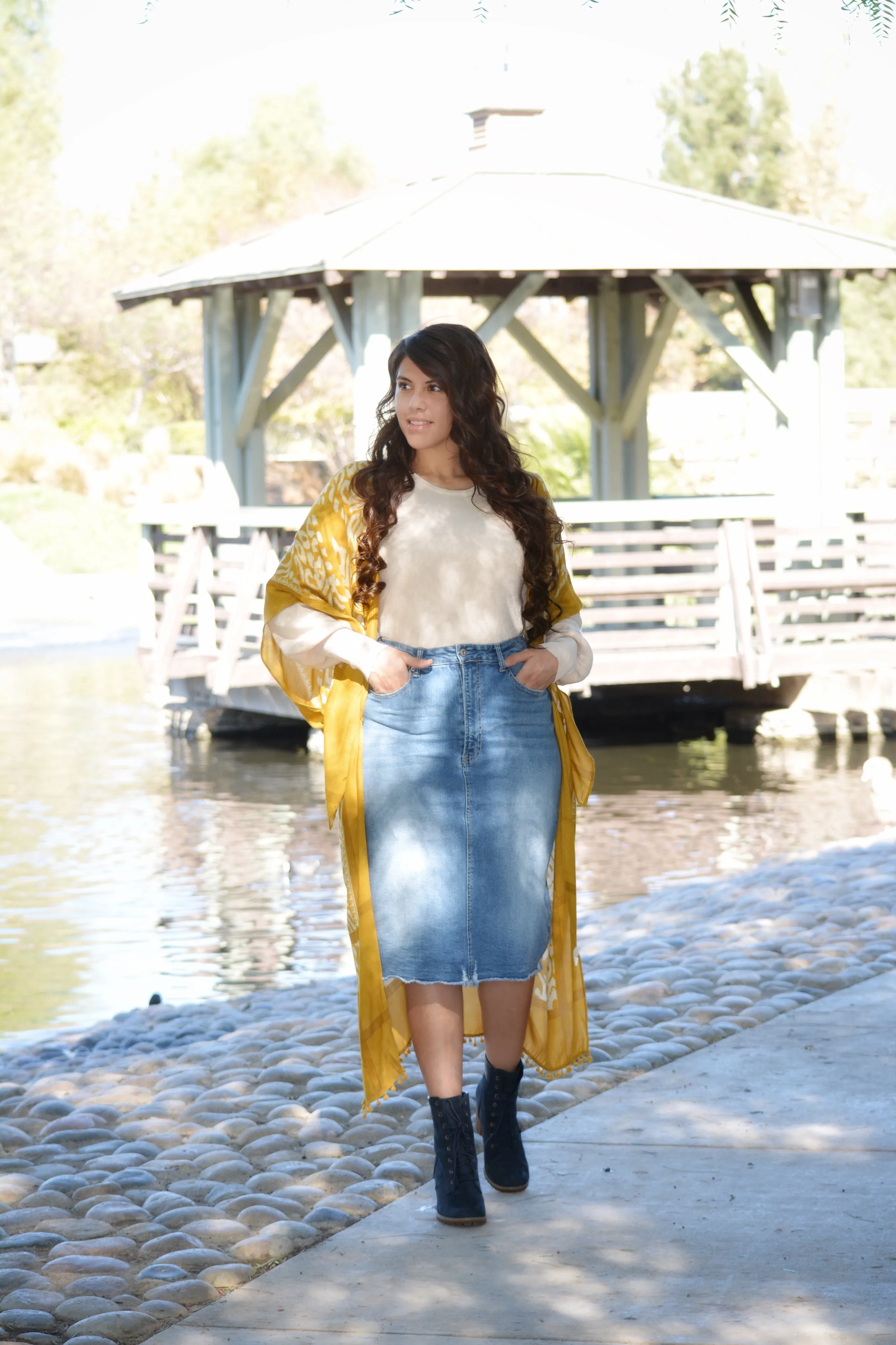 Willow Mustard Kimono