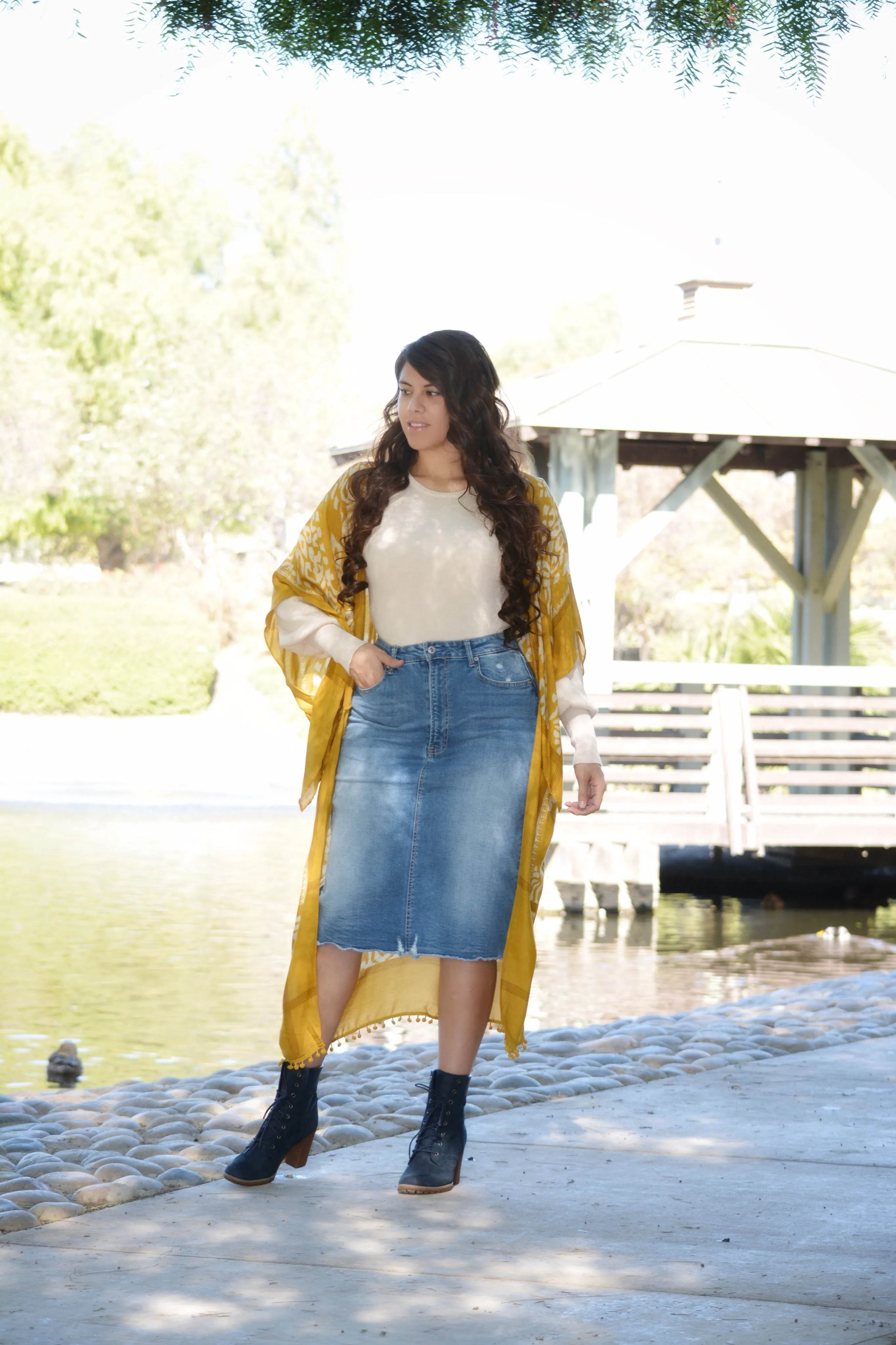 Willow Mustard Kimono