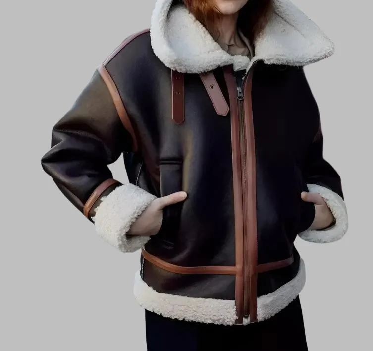 Winter Fur B3 RAF Aviator Shearling Leather Jacket for Women